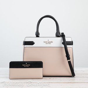 NWT Kate Spade Staci Colorblock Medium Satchel & Slim Bifold Wallet *SET*